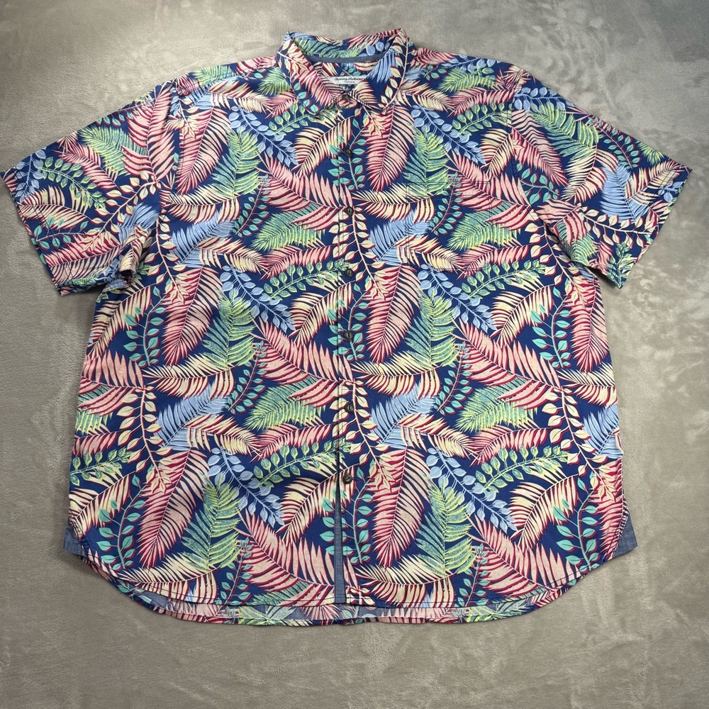 Tommy Bahama Tortola Fuego Camp Shirt Dark Blue Muse Short Sleeve Men's Sz 2XL